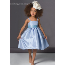 Vestido de niña de flores de tafetán de espagueti una línea